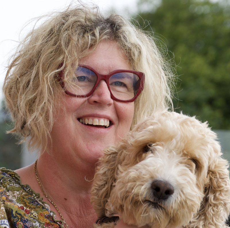 Helen Lami CEO of Academic Summer with her dog